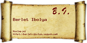 Berlet Ibolya névjegykártya